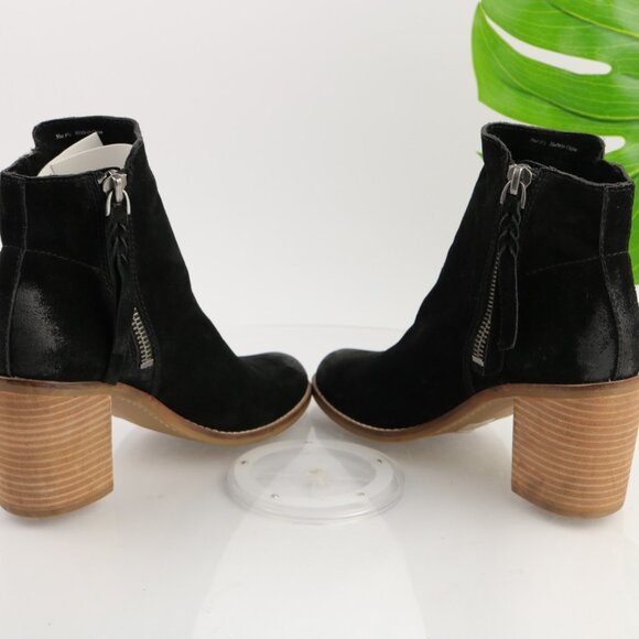 Dolce Vita Womens Lanie Boots Size 9.5 Black Suede Block Heel Distressed Booties - Picture 7 of 12